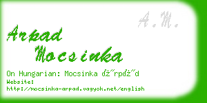 arpad mocsinka business card